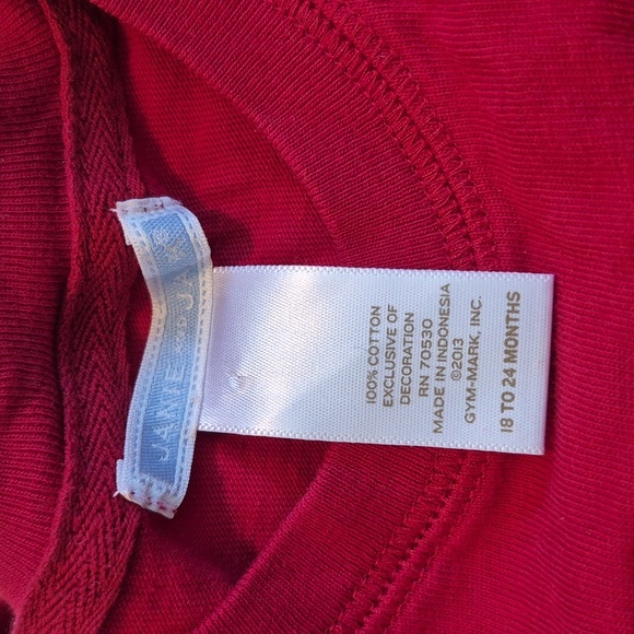 Janie and Jack boys 18 - 24 months red 3/4 sleeve shirt reindeer applique VGUC - Picture 3 of 4